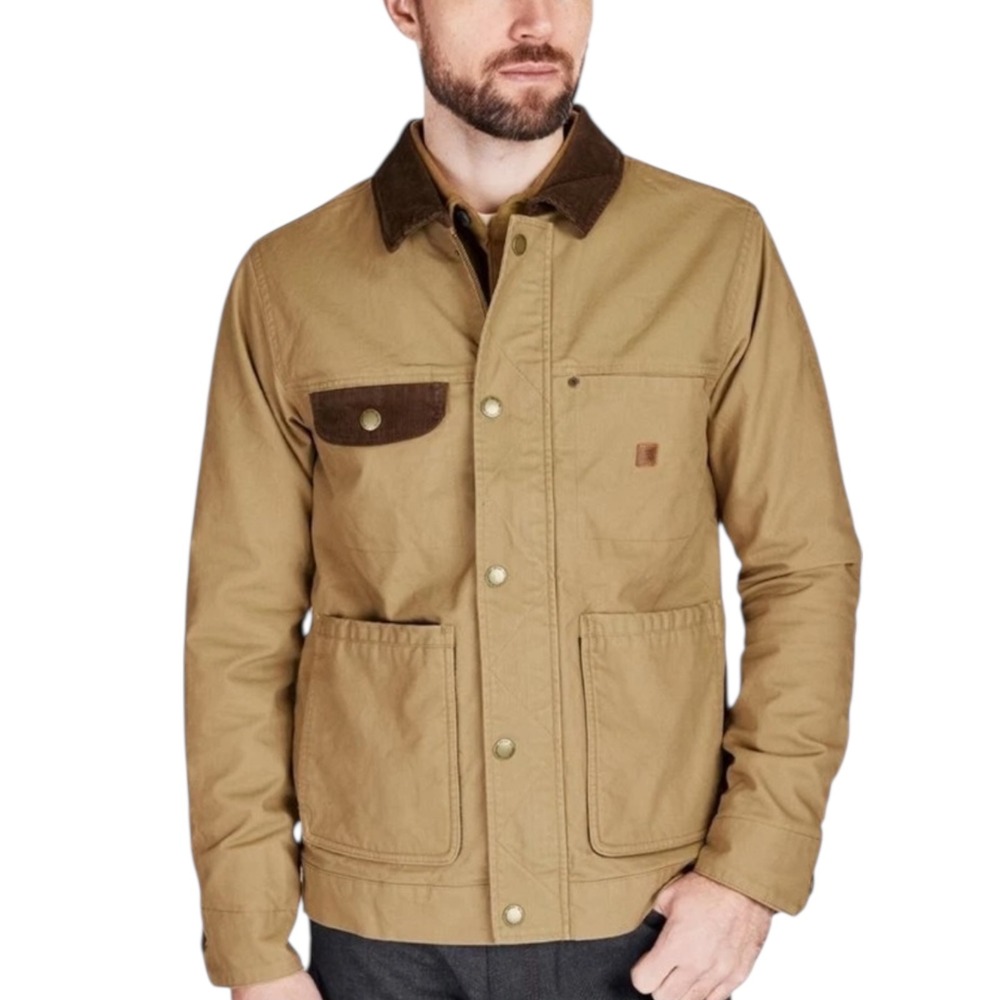 Roark Mens XS Deckhand Jacket in Khaki Tan Corduroy Collar Workwear Chore Jacket